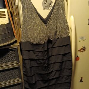 Enfocus Studio Black and Silver Backless Dress